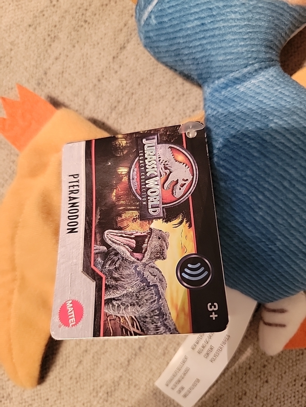 Blue and Orange Plush Pterodactyl Bird Toy - Pet Play Plush - Picture 3 of 7